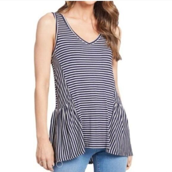 NWT ModCloth Every Direction Knit Tank Navy Blue White Striped Sleeveless XXS - Picture 8 of 10